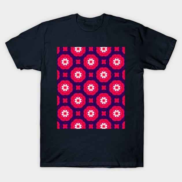 Berry Red Kaleidoscope Pattern T-Shirt by Amanda1775
